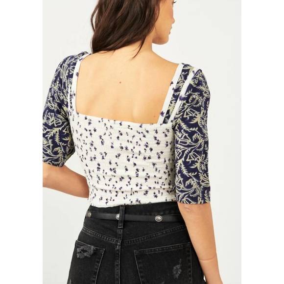 NEW FREE PEOPLE marigold tee in navy combo - Picture 3 of 3